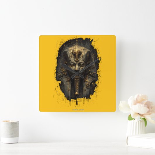 Ancient Malice Egyptian Pharaoh Black スクエア壁時計 (ホーム)