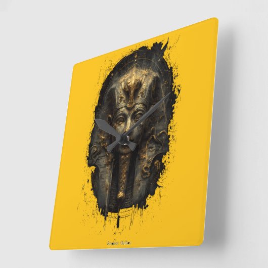 Ancient Malice Egyptian Pharaoh Black スクエア壁時計 (傾斜)