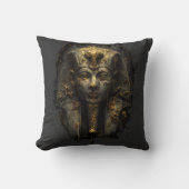 Ancient Malice Egyptian Pharaoh Black Throw Pillow クッション (正面)