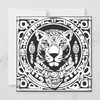 Ancient Mayan Style Jaguar Warrior Tribal Mask Art マグネット招待状