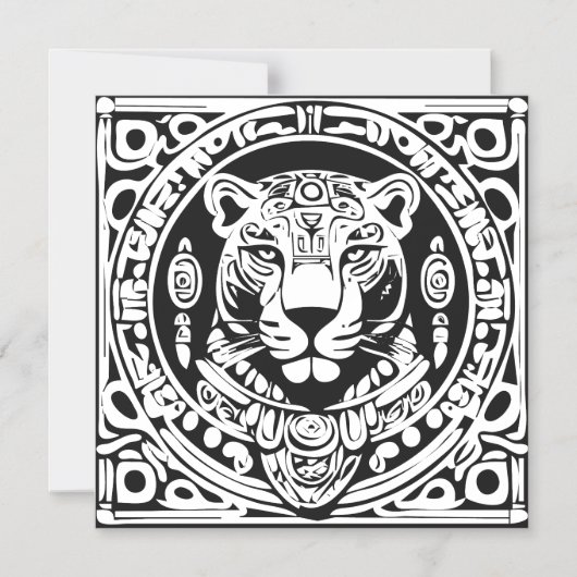 Ancient Mayan Style Jaguar Warrior Tribal Mask Art マグネット招待状 (正面)