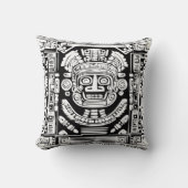Ancient Mayan Sun God Mask Tribal Art Throw Pillow クッション (正面)