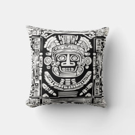 Ancient Mayan Sun God Mask Tribal Art Throw Pillow クッション