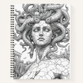 Ancient Medusa Gorgon - Weathered Marble Statue St ノートブック