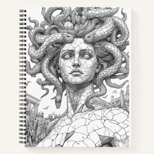 Ancient Medusa Gorgon - Weathered Marble Statue St ノートブック (正面)