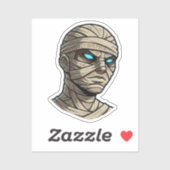 Ancient Mummy Head - Glowing Blue Eyes Vector Art シール (シート)
