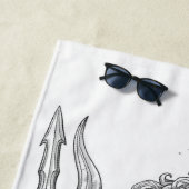 Ancient Neptune Marble Statue Pattern - Mythologic ビーチタオル (インサイチュ)