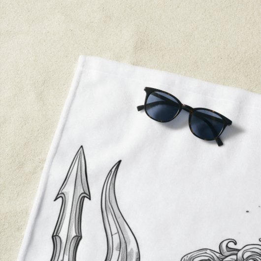 Ancient Neptune Marble Statue Pattern - Mythologic ビーチタオル (インサイチュ)