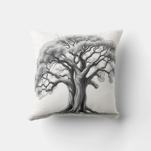 Ancient Oak Tree Charcoal Sketch クッション (裏面)