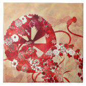 Ancient Orietal Fan & Flowers Tile タイル (正面)