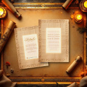 Ancient Papyrus Gold Hieroglyphs Egyptian Wedding 招待状