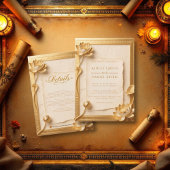 Ancient Papyrus Luxury Gold Lotus Egyptian Wedding 招待状