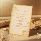 Ancient Papyrus Luxury Gold Lotus Egyptian Wedding 招待状