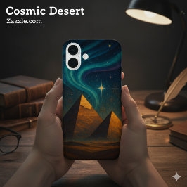 Ancient Pyramids Sacred Night Teal Sky iPhone 16 Plusケース