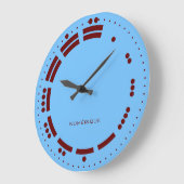 Ancient Red Blue Mayan Numerals Minimalist Art ラージ壁時計 (傾斜)