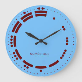 Ancient Red Blue Mayan Numerals Minimalist Art ラージ壁時計