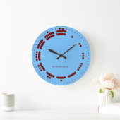 Ancient Red Blue Mayan Numerals Minimalist Art ラージ壁時計 (ホーム)