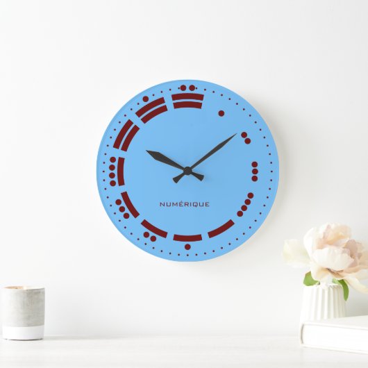 Ancient Red Blue Mayan Numerals Minimalist Art ラージ壁時計 (ホーム)