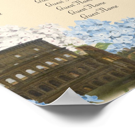 Ancient Rome Blue Hydrangea Seating Chart ポスター (角)