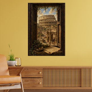 Ancient Rome Colosseum Imperial Forum Oil Painting ポスター