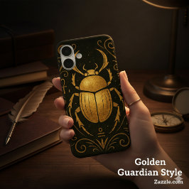  Ancient Scarab Mystique Gold on Black iPhone 16 Plusケース