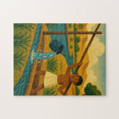 Ancient Shaduf Sacred Puzzle Blue Green ジグソーパズル (横)