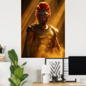 Ancient Spartan Warrior in Golden Sunlight ポスター (ホームオフィス)