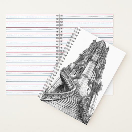 Ancient Stone Tower with Winding Brick Staircase ノートブック (内側)