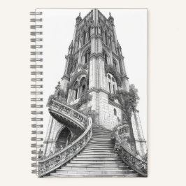 Ancient Stone Tower with Winding Brick Staircase ノートブック