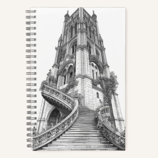Ancient Stone Tower with Winding Brick Staircase ノートブック (正面)