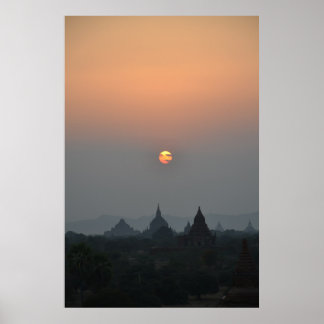 Ancient Temples at Sunset – Bagan, Myanmar ポスター