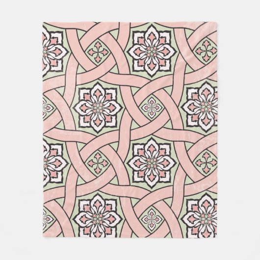 Ancient tile ornamental background,seamless patter フリースブランケット (正面)