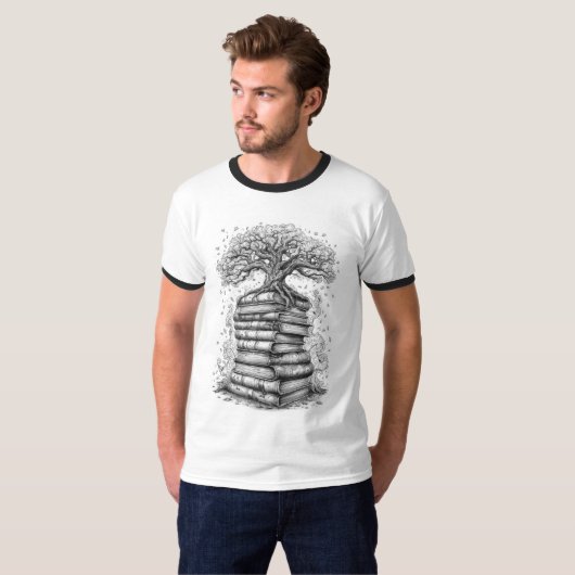 Ancient Tree of Knowledge Ink Graphic T-Shirt Tシャツ (正面フル)