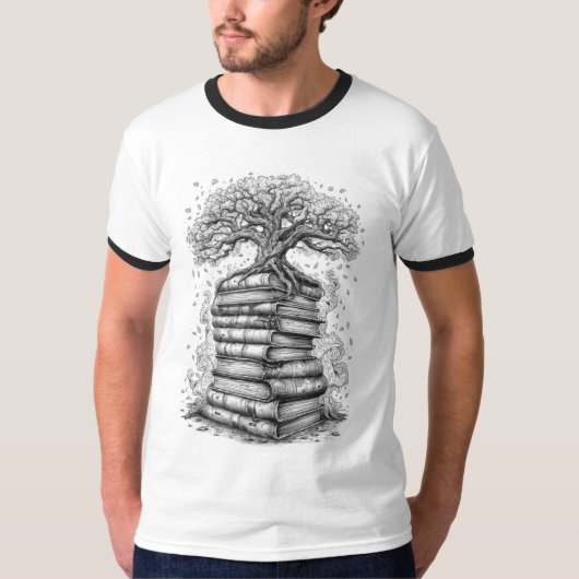 Ancient Tree of Knowledge Ink Graphic T-Shirt Tシャツ (正面)