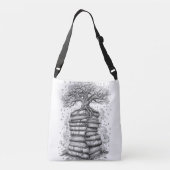 Ancient Tree of Knowledge Ink Graphic Tote Bag クロスボディバッグ (裏面)