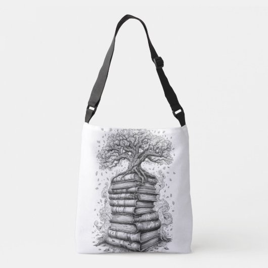 Ancient Tree of Knowledge Ink Graphic Tote Bag クロスボディバッグ (裏面)