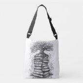 Ancient Tree of Knowledge Ink Graphic Tote Bag クロスボディバッグ (正面)