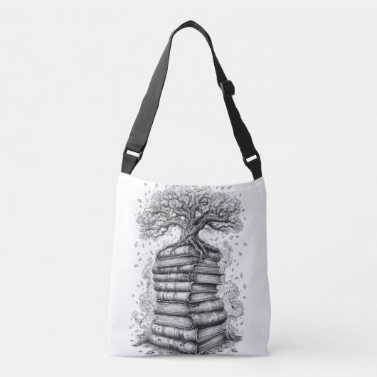 Ancient Tree of Knowledge Ink Graphic Tote Bag クロスボディバッグ (正面)