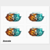 Ancient vs Future Cyber Skull Sticker | Tribal Fir 長方形シール (シート)