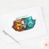 Ancient vs Future Cyber Skull Sticker | Tribal Fir 長方形シール (封筒)