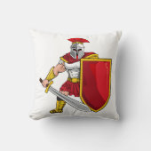 Ancient warrior with sword and shield in helmet an クッション (正面)