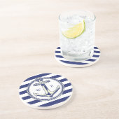 Ancre nautique Bleu marine Rayures コースター (側面)