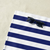 Ancre nautique Bleu marine Rayures ビーチタオル (インサイチュ)