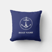 Ancre nautique Nom du bateau Bleu marine クッション (正面)