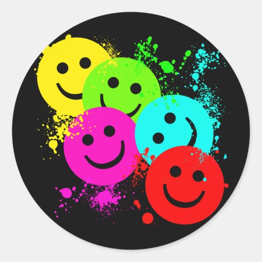 AND絵を描（ばちゃばちゃ）跳ねる ラウンドシール (正面)