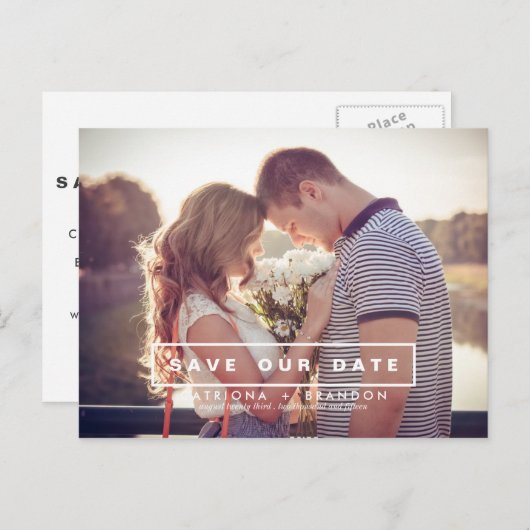 AND モダン PHOTOシンプル日付はがきを保存 案内ポストカード (正面/裏面)