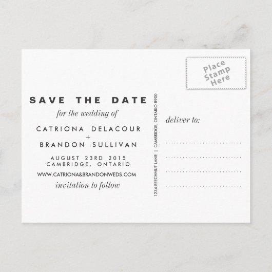 AND モダン PHOTOシンプル日付はがきを保存 案内ポストカード (裏面)