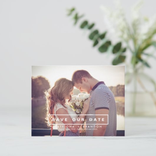 AND モダン PHOTOシンプル日付はがきを保存 案内ポストカード (スタンド正面)