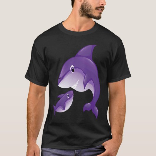 and Cute of Mother Son Baby Toddler Dolphin Themed Tシャツ (正面)