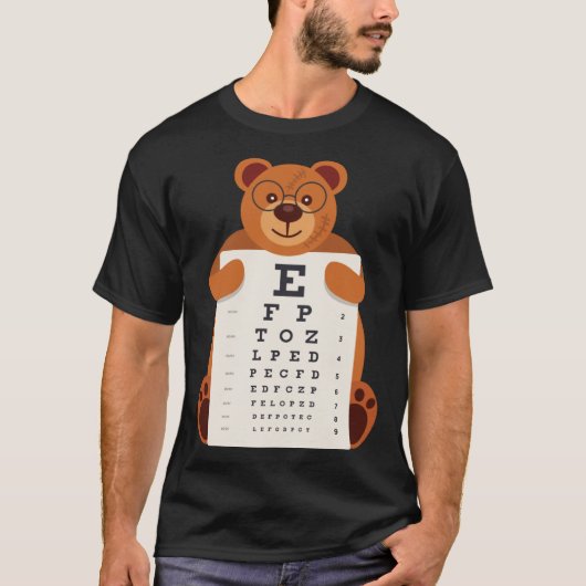 and Cute Teddy Bear with Glasses holding an Eye Ch Tシャツ (正面)